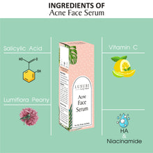 Load image into Gallery viewer, acne face serum , acne serum, acne control cream, remove scars, pits removal cream, serum for acne, anti wrinkles, wrinkles free face serum , anti aging, fine lines control, skin, skincare, luxuri products, skin lightening, pores tightening, clear blemishes, dark spots removal cream