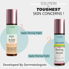 Load image into Gallery viewer, pits scar gel , how to fill acne holes , best serum for pitted scars , pitted scars treatment acne pits , pits & scars removal ,best hyperpigmentation serum for dark skin , dermatologists recommended skin care routine for acne, best serum for acne scars & dark spots , hyperpigmentation cream for men