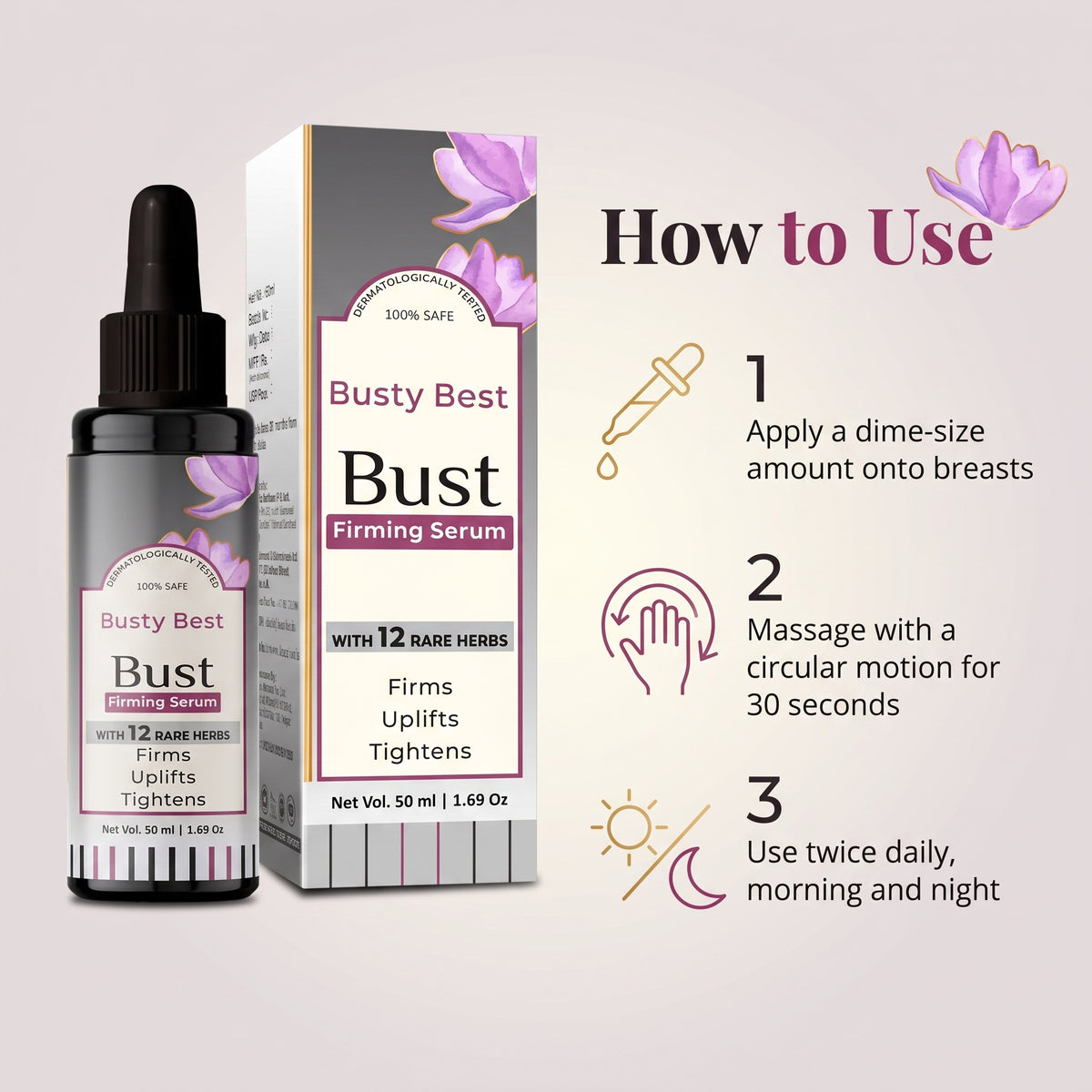 Busty Best - Bust Firming Serum | 50ml - Firms, Uplifts and Tightens.