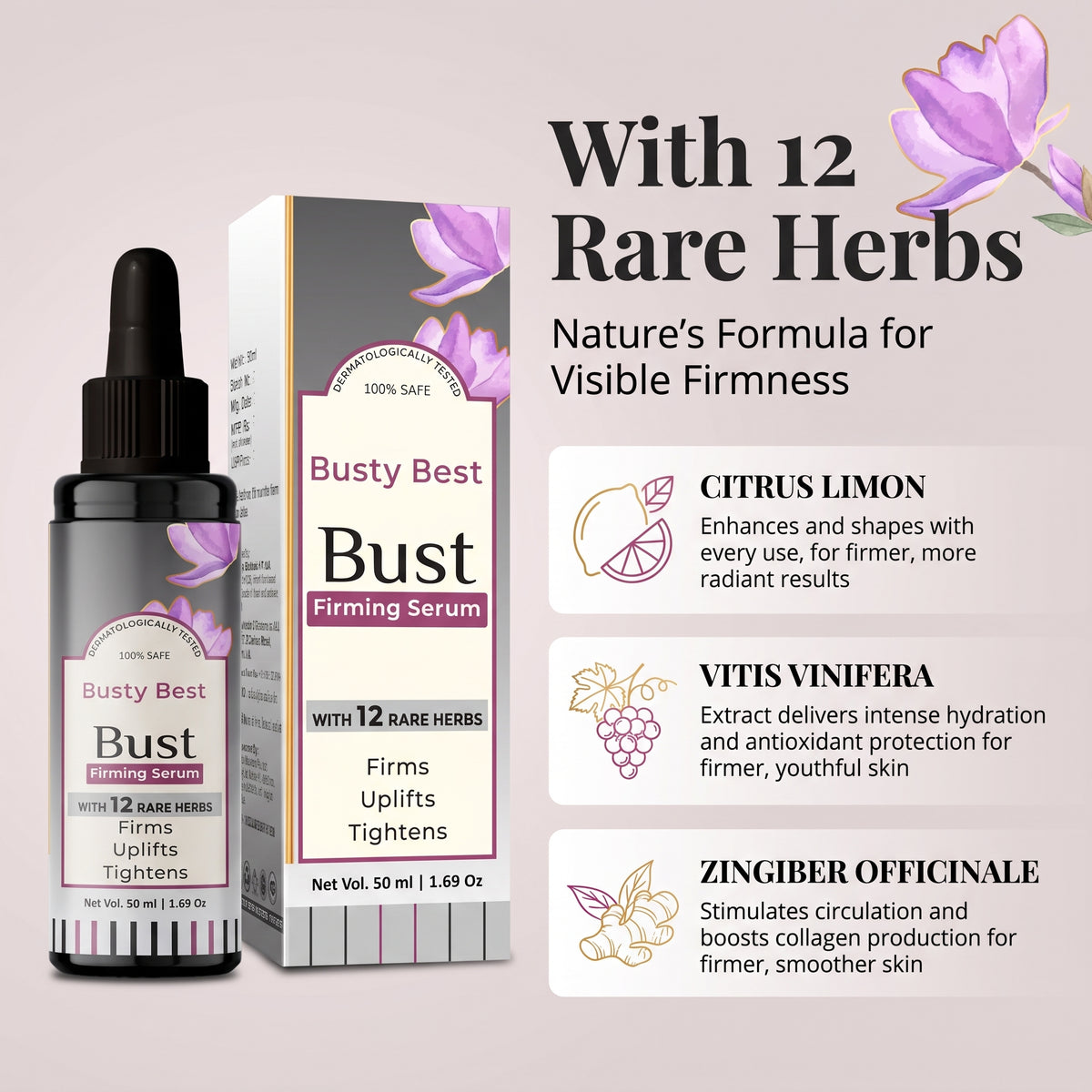 Busty Best - Bust Firming Serum | 50ml - Firms, Uplifts and Tightens.