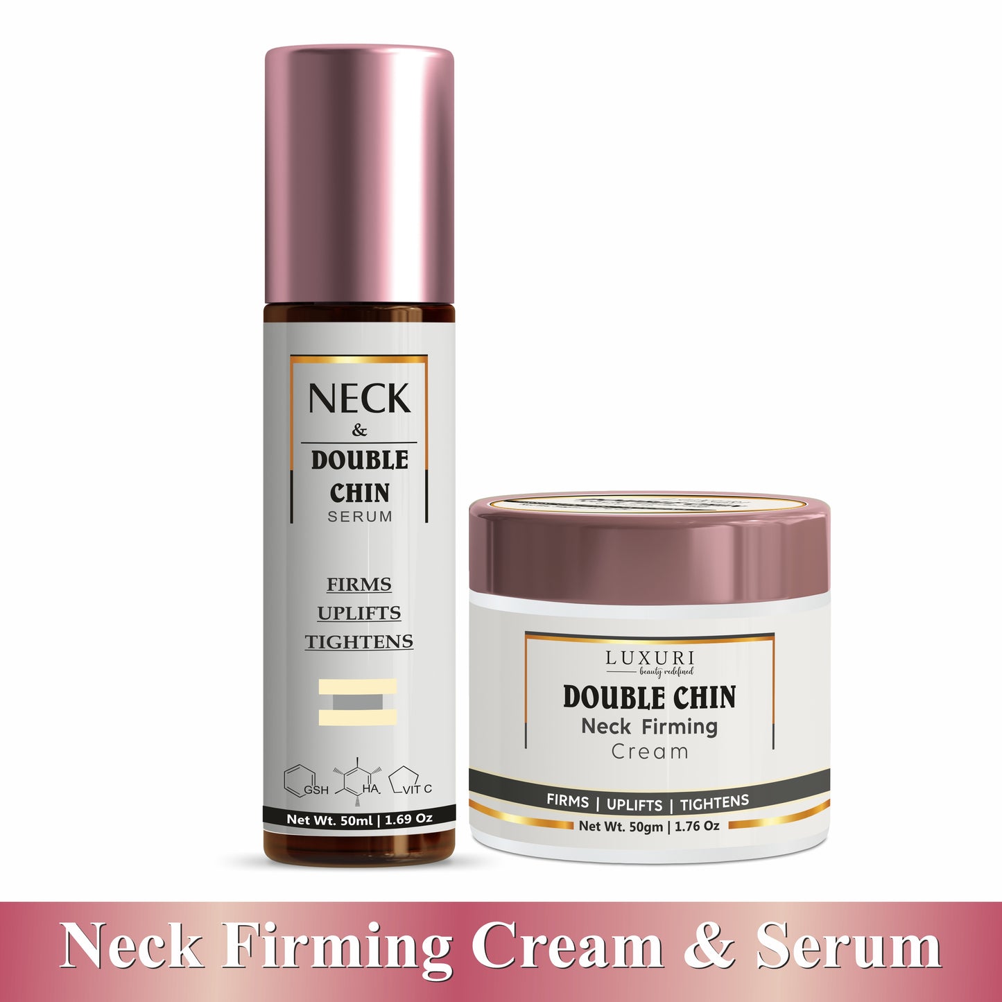 LUXURI | Neck-Double Chin Firming & Tightening Cream and Serum Combo | Cream 50gm | Serum 50gm