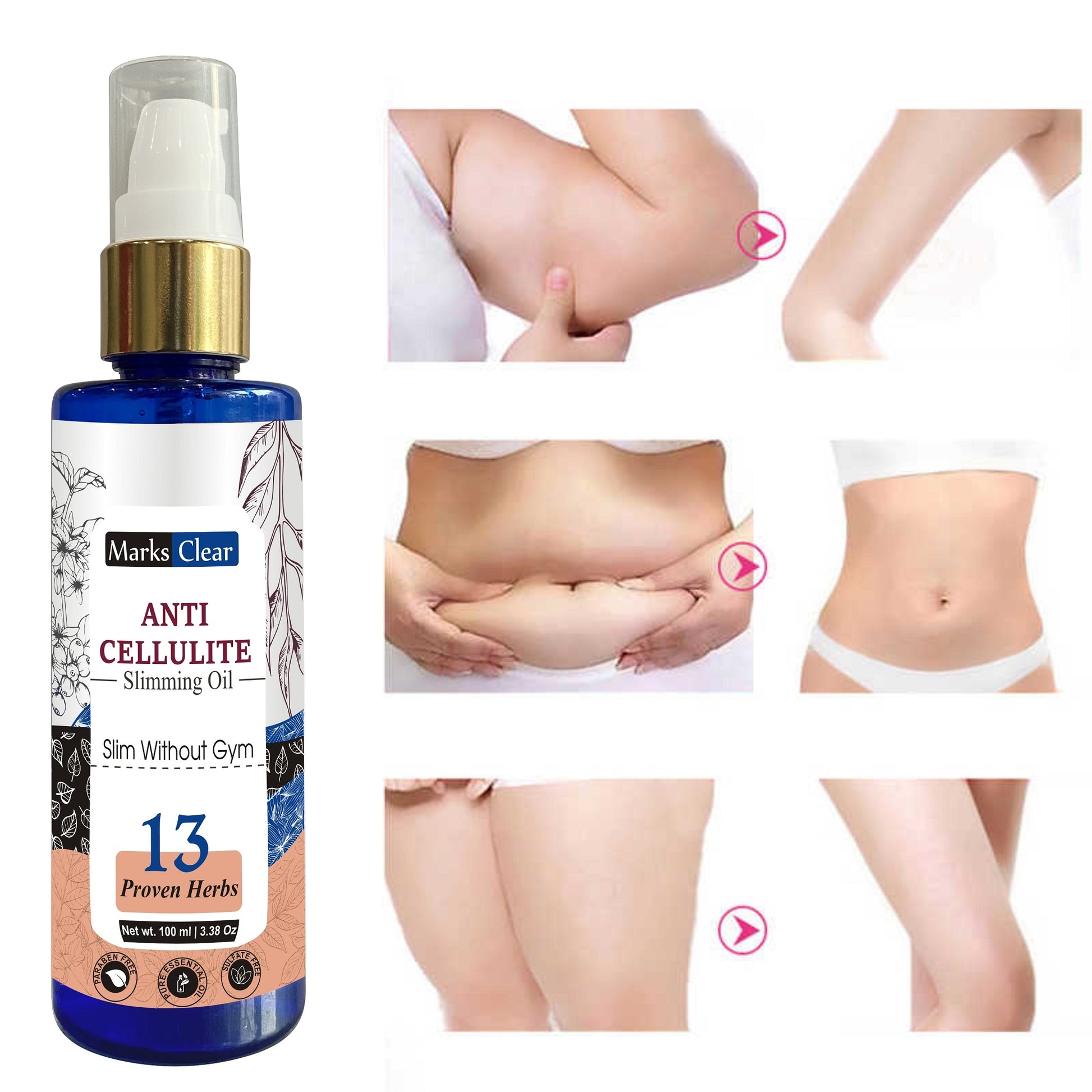 Best Anti Cellulite Oil , Flat & Trim Belly, Body Shaping, Skin Firming Slimming Oil, Weight Loss, Best Treatment For Slimming, Fat Burner, Body Firming