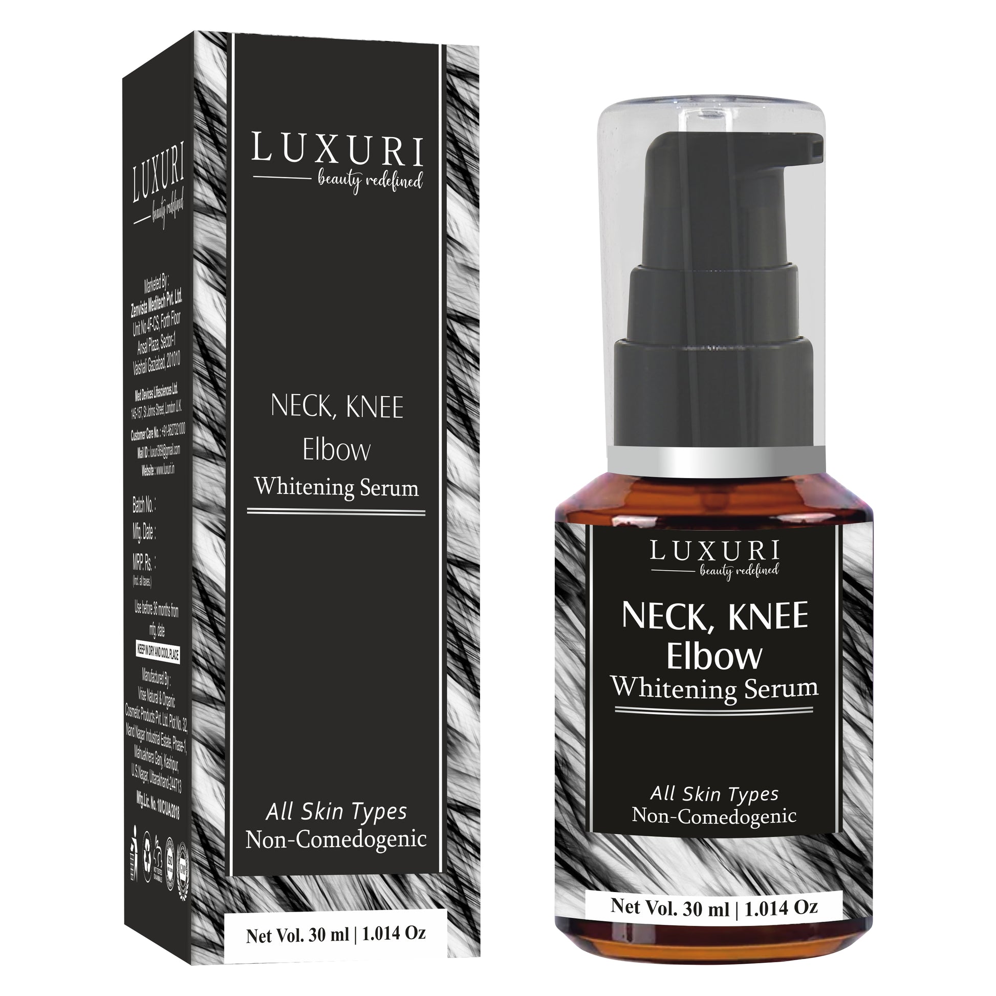 luxuri skin science Neck knee elbow whitening serum and cream for all neck knee elbow whitening and lightening serum and cream skin blemish remover skin firming serum knee whitening cream