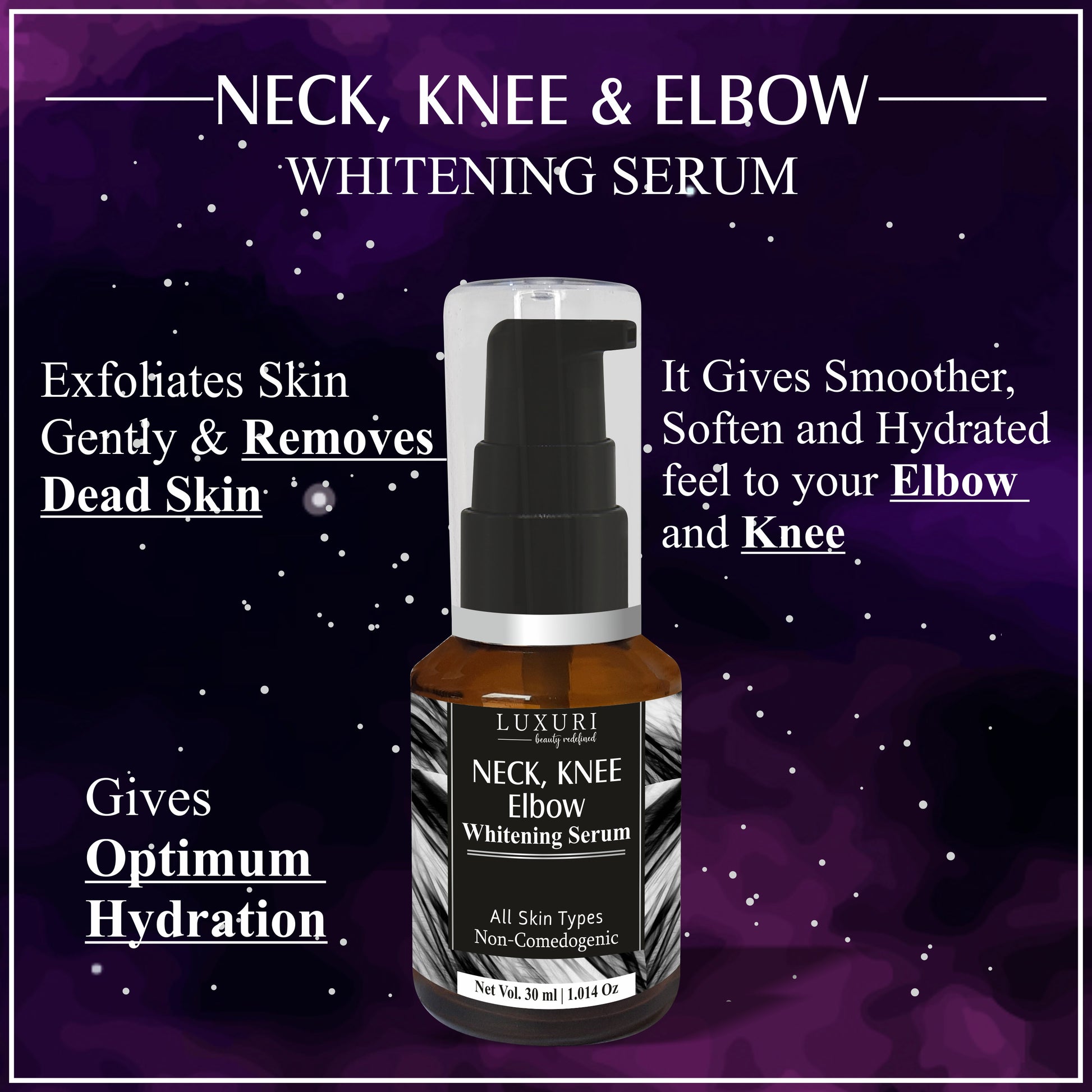 luxuri skin science Neck knee elbow whitening serum and cream for all neck knee elbow whitening and lightening serum and cream skin blemish remover skin firming serum knee whitening cream